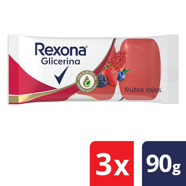 REXONA JABON GLICERINA FRUT/ROJ.3X90G