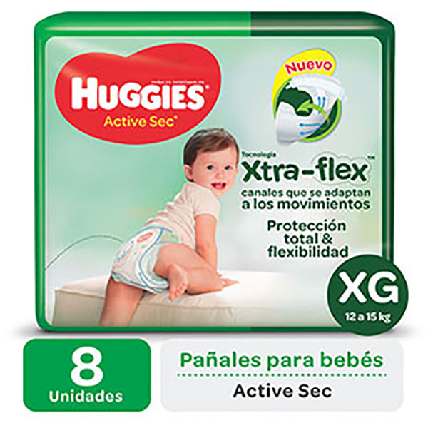 HUGGIES PAÑAL REG A/SEC FLEX XG 8U