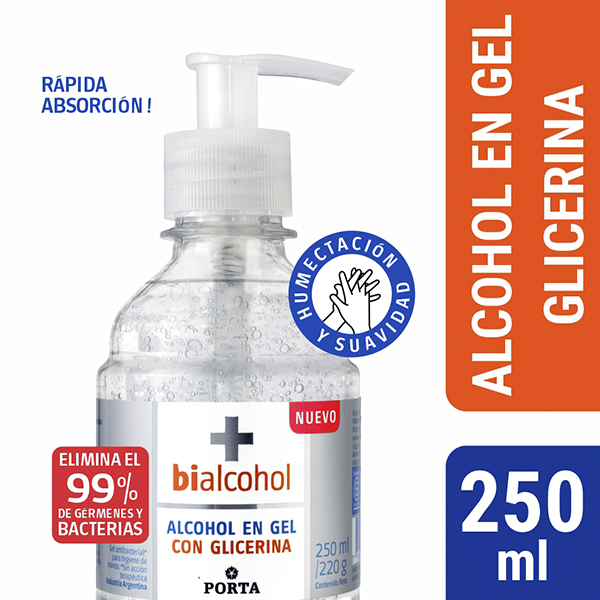 BIALCOHOL ALCOHOL E/GEL C/GLIC 250ML